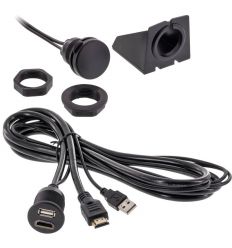 Aramox Pannello Universale Per Presa AUX 3,5 Mm E USB Da Cruscotto - Prolunga Auto Con Cavo 103 Cm - 2