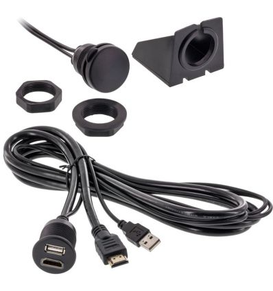 HDMI + USB panel or flush mount, cable lenght 2mt
