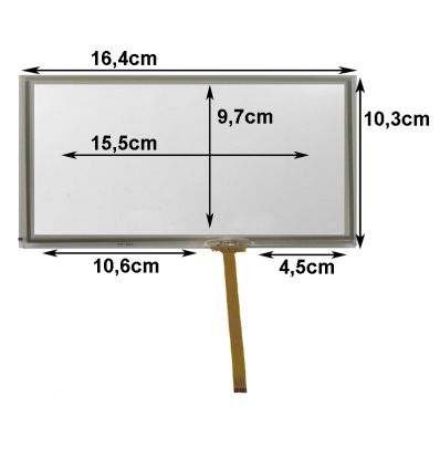 Pannello Touch-Screen Vetro 7.0", 16:9, 103x165mm