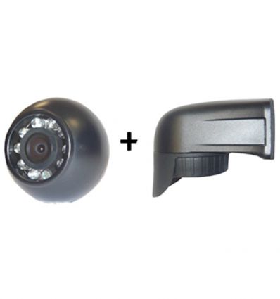 Ball-shape rear-view camera with holder, CCD, LEDs, audio for vans without round edge