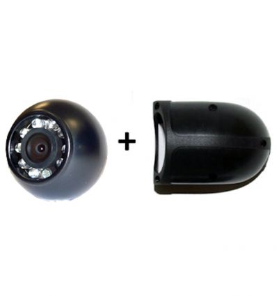 Ball-shape rear-view camera with holder for side mounting, CCD, LEDs, audio for vans