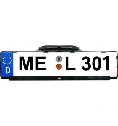 License plate holder with NTSC camera with wide 170° diagonal angle and guidelines