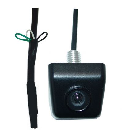 Black mini rear-view camera with switchable guidelines, PAL or NTSC